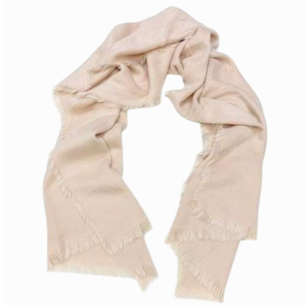 KENSIE Brushed Scarf Blush Pink Fuzzy Women Fringe Frayed Cozy Soft Vegan Scandi